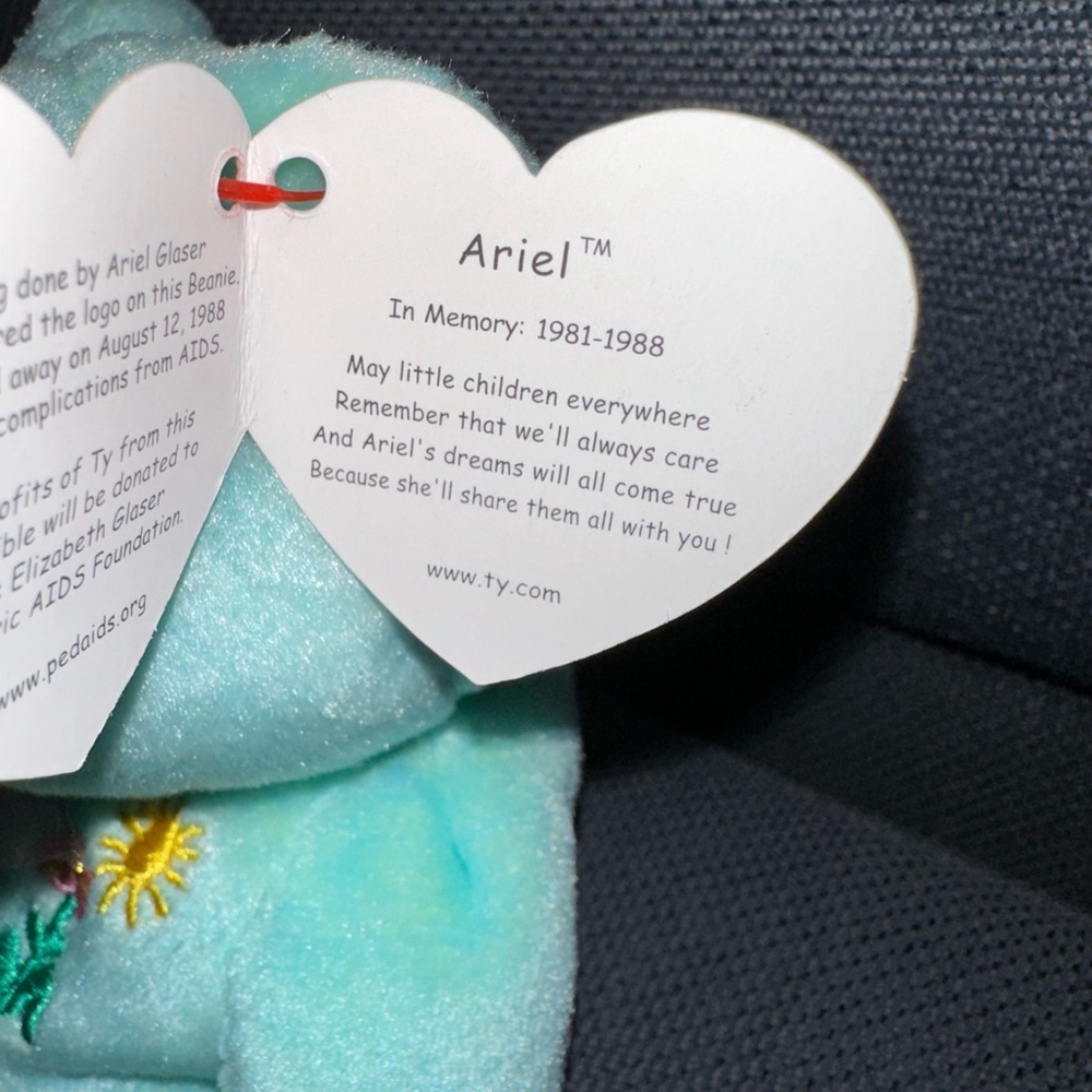Ty Beanie Baby Ariel Light Teal P.E. Pellets 2000 vintage NWMT Retired New - Picture 7 of 13